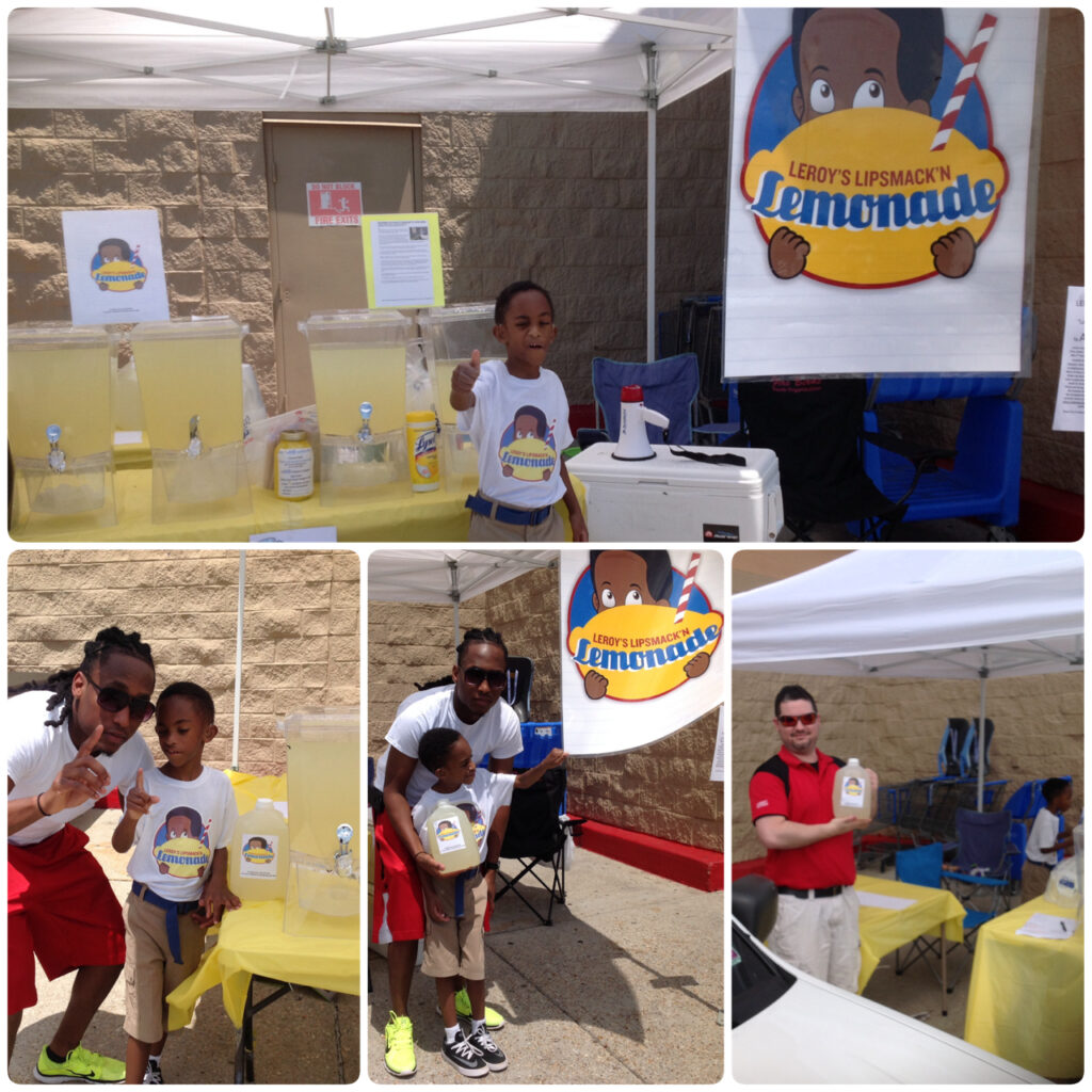 Leroy selling gallons of lemonade in front of Walmart