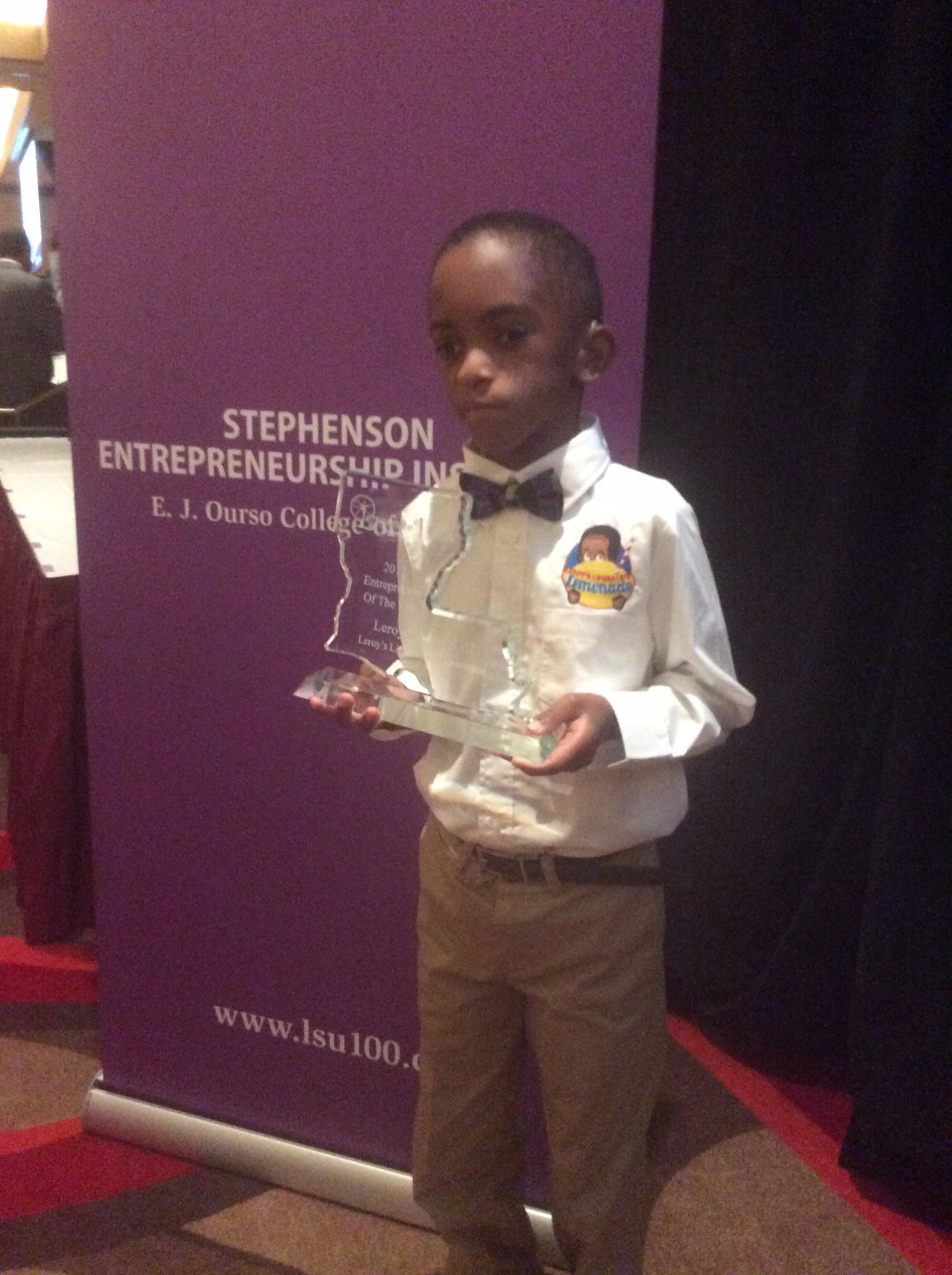 Leroy with LSU 100 entrepreneur award