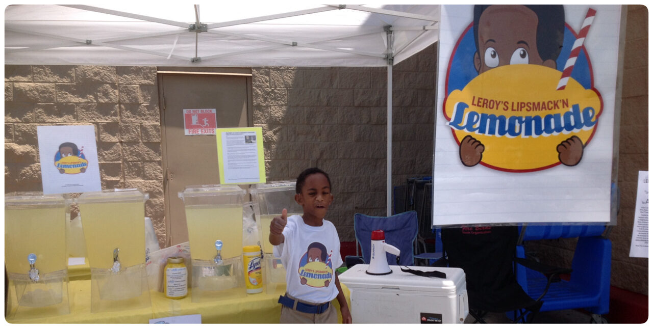 Leroy selling gallons of lemonade in front of Walmart