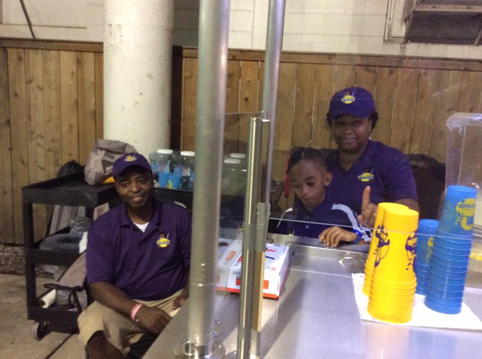 Leroy selling lemonade at LSU Home game season kickoff