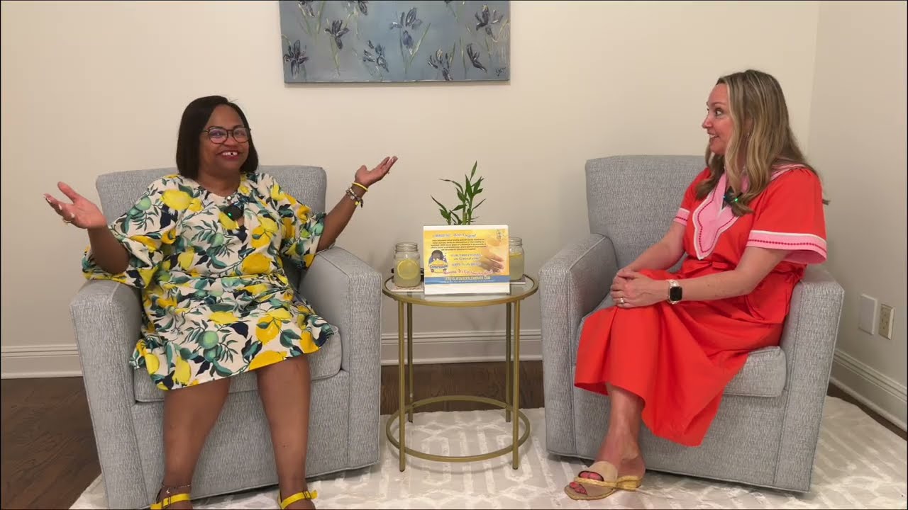 Ms. Sherilyn and company sitting in chairs on a podcast set