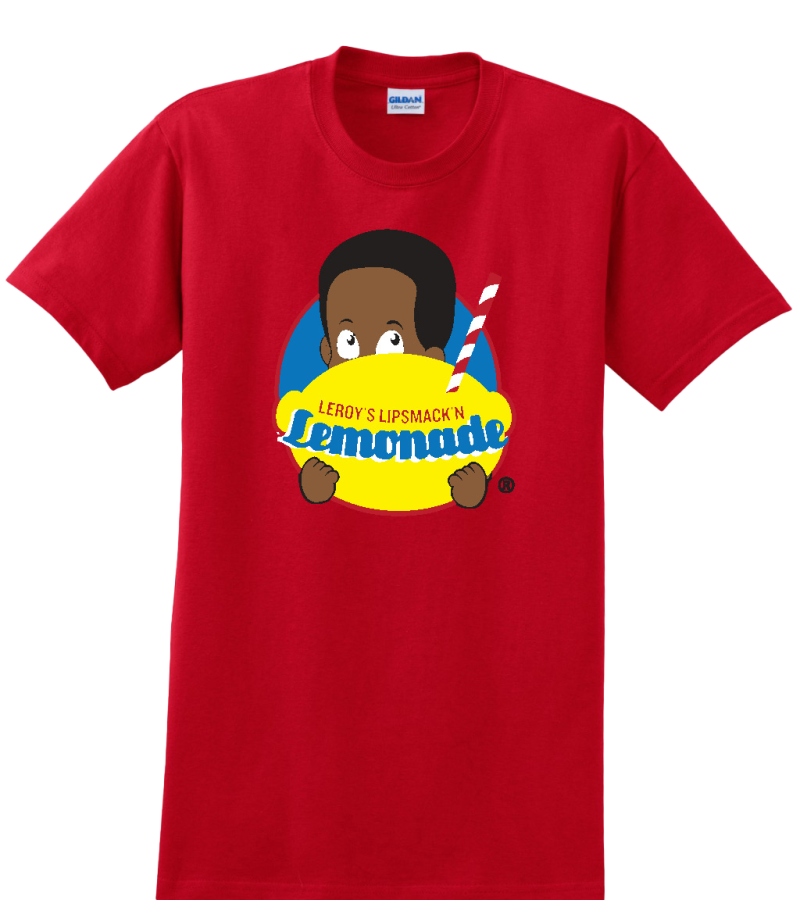 Leroy's LipSmack'n Lemonade Logo T-Shirt in Red with the eye-catching logo design that stands out.